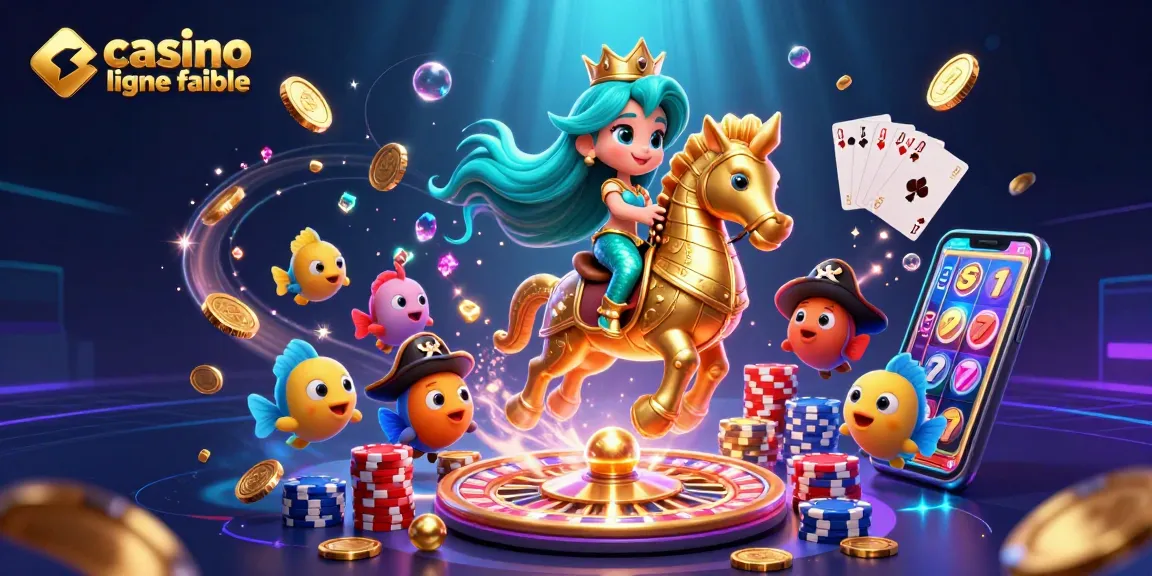 Jouer sur un casino en ligne fiable, avec une sirène princesse et des éléments de jeu colorés sous l'eau.