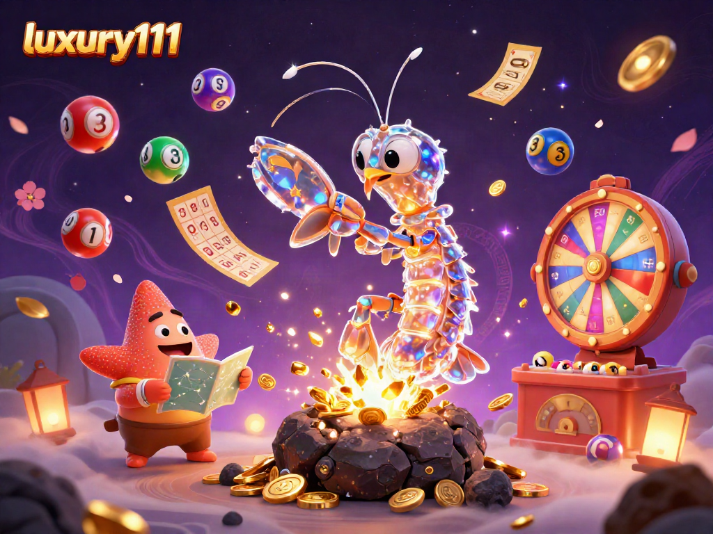 Engage with luxury111 by winning big in a vibrant casino-themed explosion of gems and lottery elements.