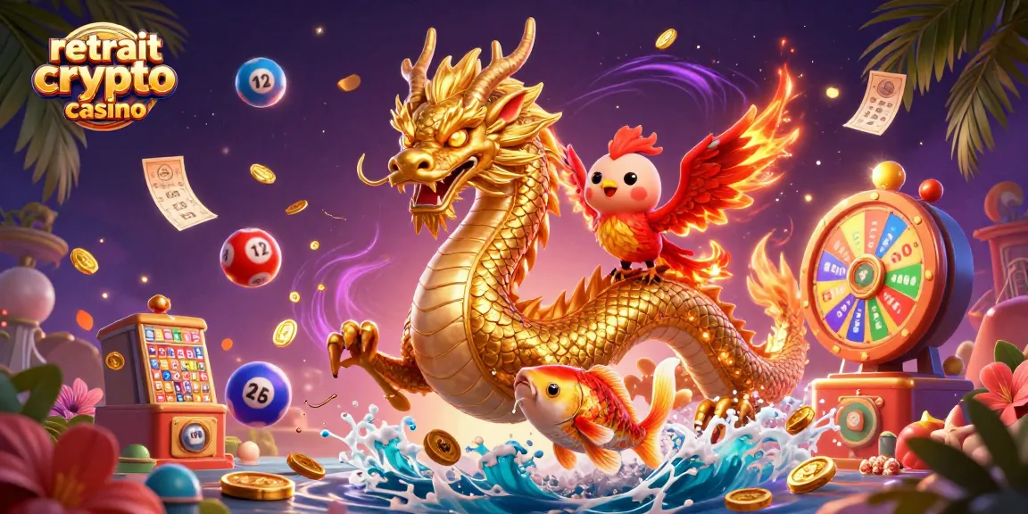 Profitez d'un retrait crypto casino instantané avec des dragons et des symboles chanceux scintillants.