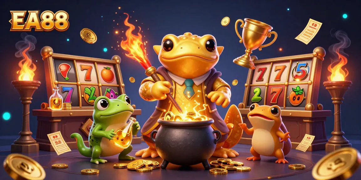 Win big with EA88 in a visually stunning 3D casino illustration featuring vibrant gambling elements.