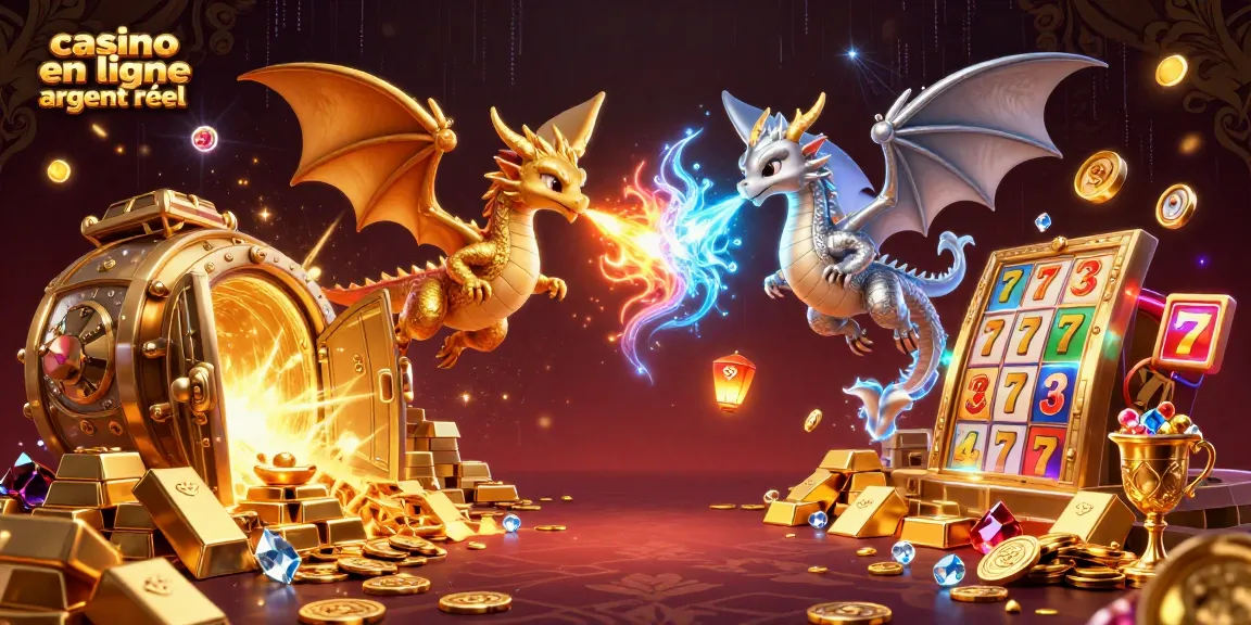 Lancez-vous dans l'univers captivant du casino en ligne argent réel avec un affrontement épique de dragons et de trésors scintillants.