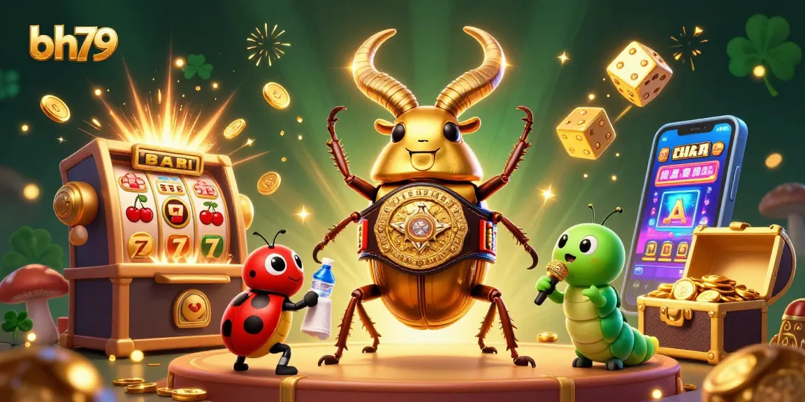 Spin and win with bh79 at the ultimate casino showdown featuring a glowing stag beetle and vibrant games.