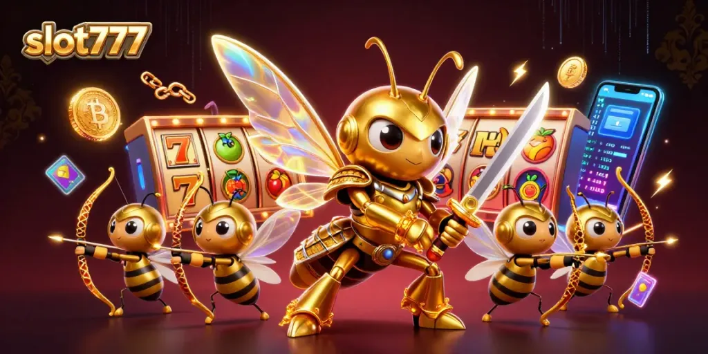 Dapatkan kemenangan dengan slot777 pada mesin slot berkilau yang dipenuhi simbol keberuntungan dan jackpot.
