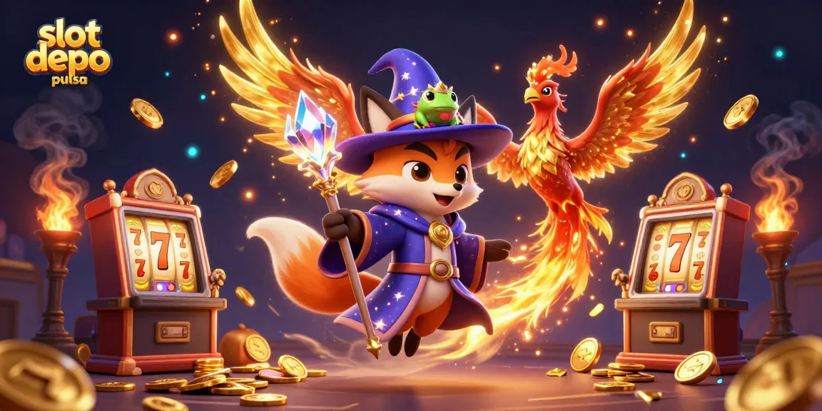 Engage in thrilling slot depo pulsa action with magical characters and casino elements.