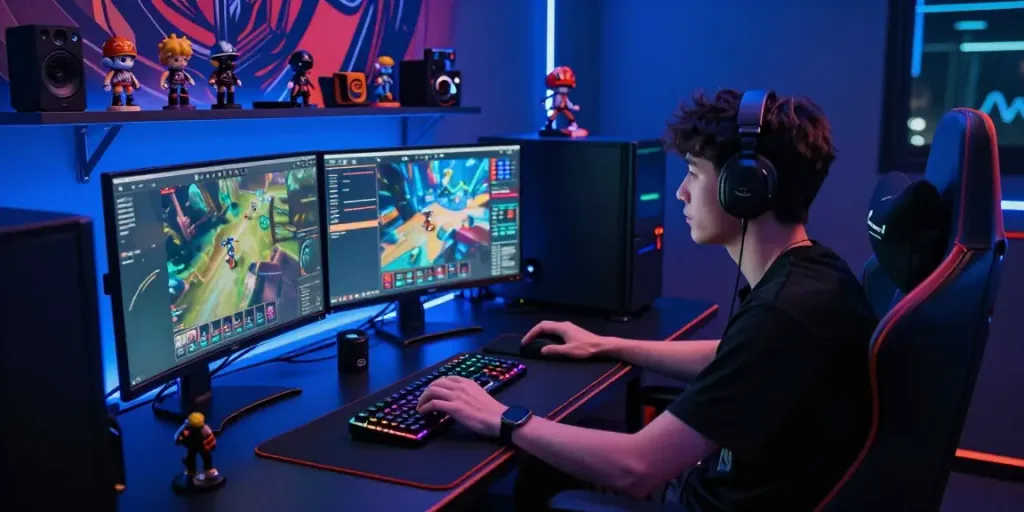 Player actively engaging with situs gacor in an immersive gaming setup