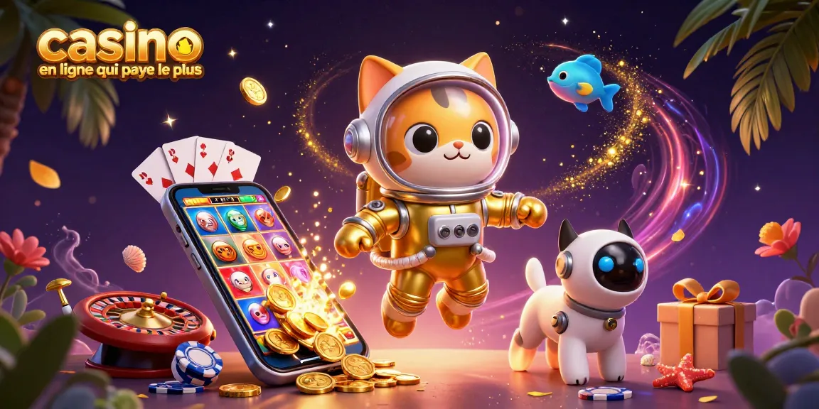 Un chat astronaute et un chien robot explorent les jeux de casino en ligne qui paye le plus.