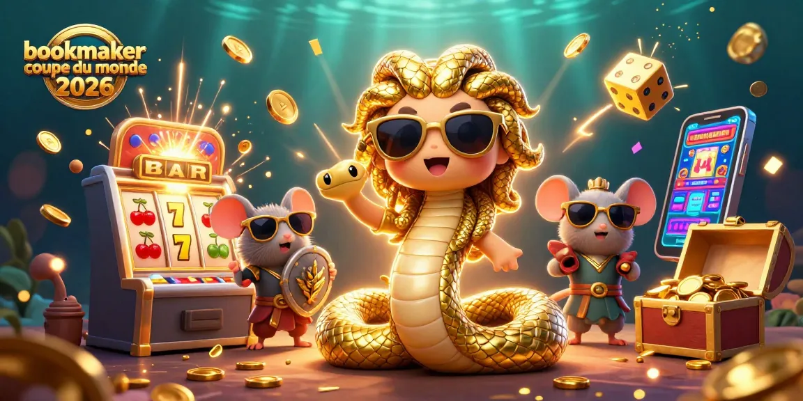Pariez sur le bookmaker coupe du monde 2026 avec une scène festive de gains et symboles autour des personnages.
