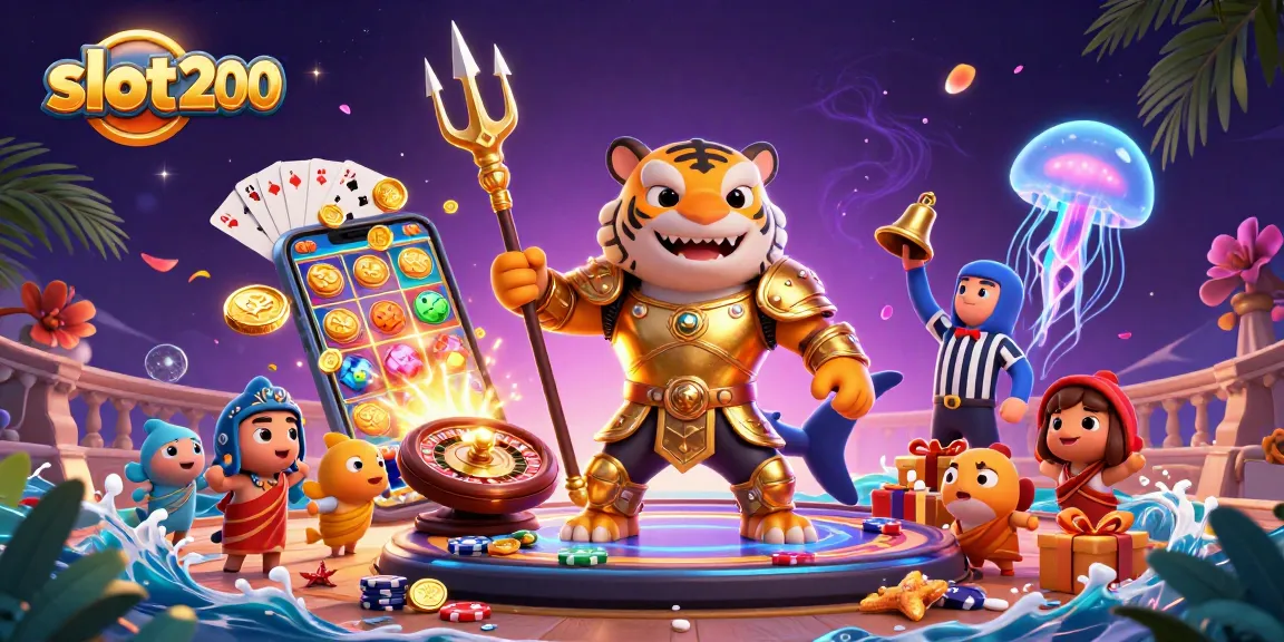 Slot200 menawarkan permainan kasino menarik dengan simbol jackpot dan suasana koloseum bawah laut.
