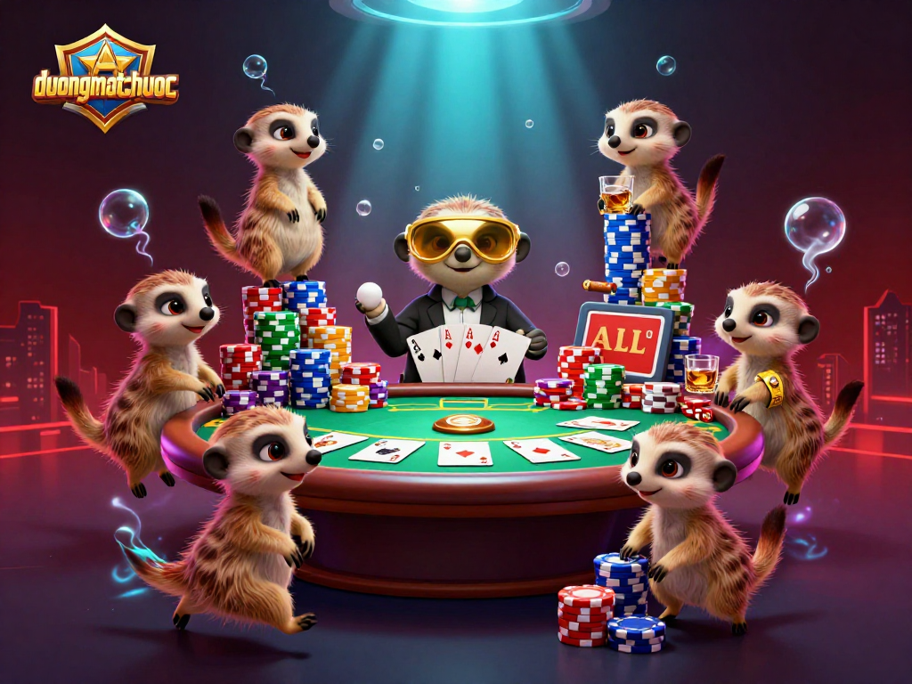 Engage in thrilling gameplay with duongmatchuoc as meerkats manage a lively casino scene.