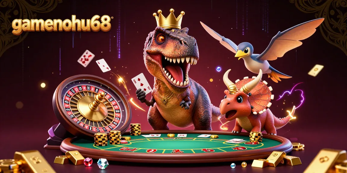 Engage with gamenohu68 as a T-Rex and friends tackle the excitement of casino gaming.