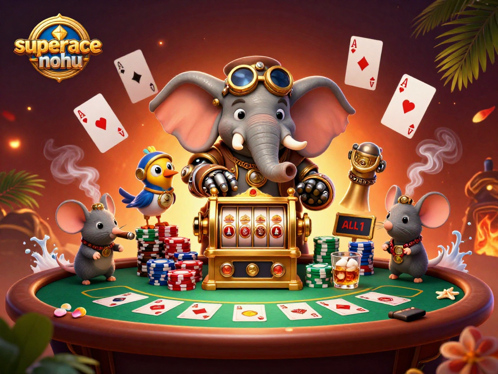 Experience thrilling gameplay with superace-nohu in this vibrant casino illustration filled with excitement.