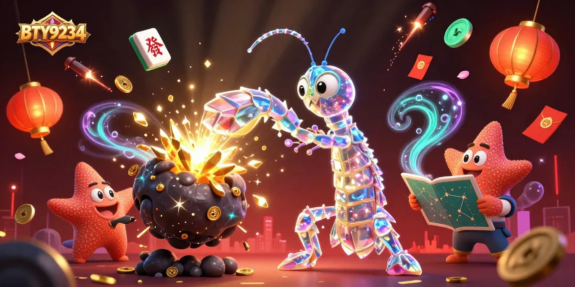 BTY9234 captures the action with a galactic samurai shrimp amidst vibrant casino elements