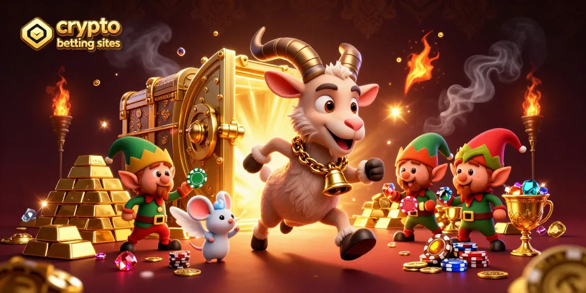 Pariez sur les meilleurs sites de paris crypto avec un Krampus en chaîne dans un casino festif, ambiance ludique.