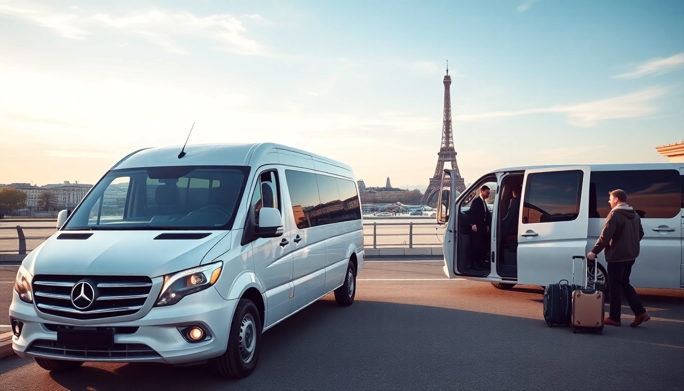Book Orly Airport to Paris Transfer with a professional vehicle and scenic Paris background.