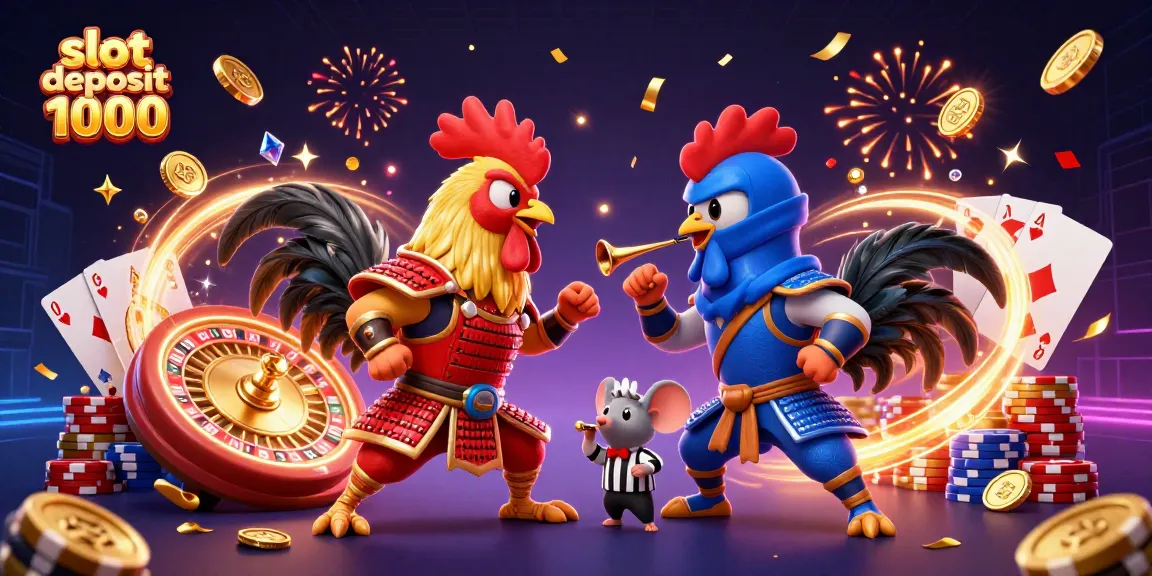 Engage in thrilling gameplay with slot deposit 1000 featuring vibrant roosters and casino symbols.