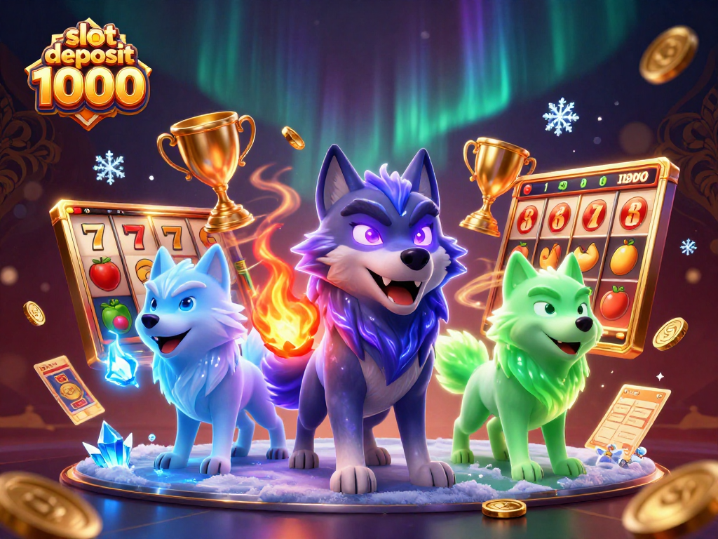 Experience thrilling wins with slot deposit 1000 in this vibrant illustration of a casino scene.