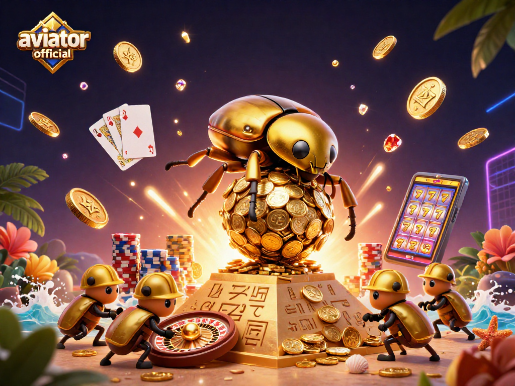 Aviator official showcases an exciting scene with animated characters representing the thrill of gambling as they engage with casino symbols and rewards.