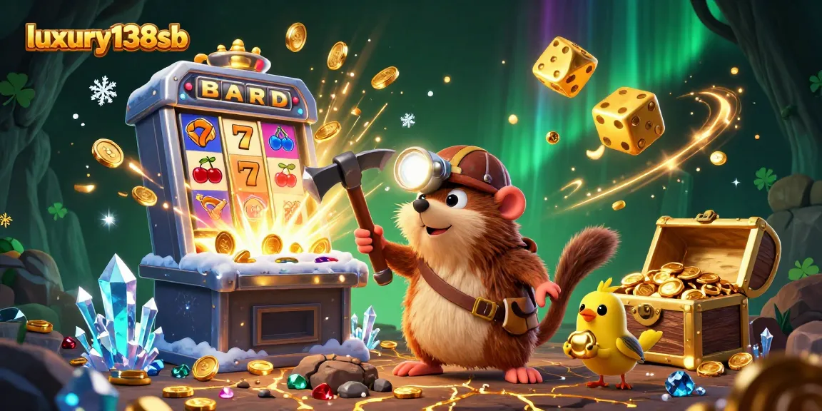 Experience the excitement at luxury138sb with treasures and slot game action in a vibrant scene.