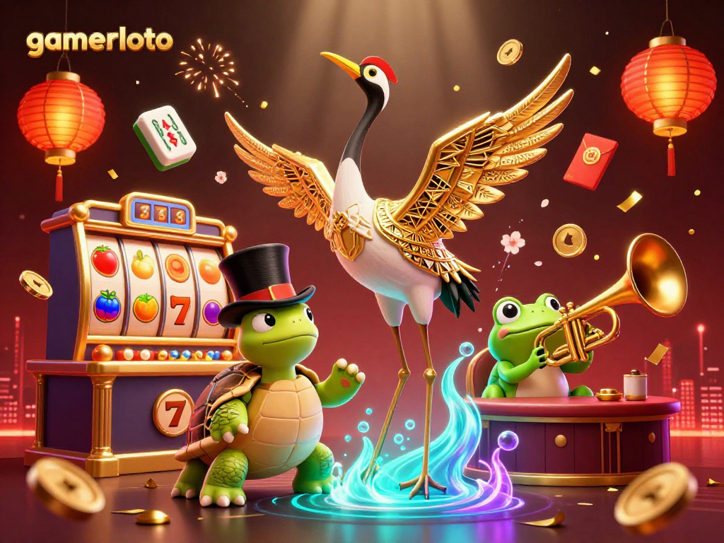 Experience gamerloto's vibrant slots scene featuring art deco characters and dazzling game elements.