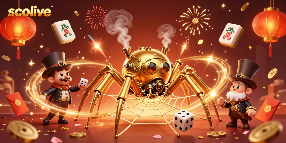 Engaging gameplay experience with socolive featuring a whimsical steampunk spider and Victorian gentleman.