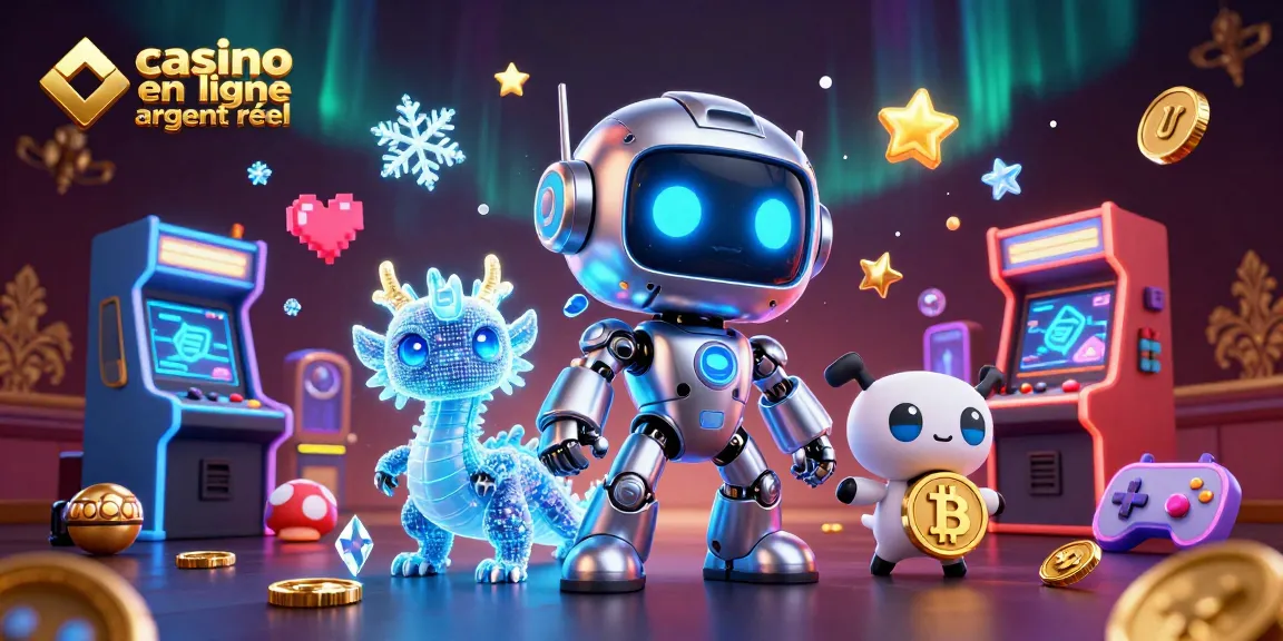 Jouez dans un casino en ligne argent réel avec des personnages futuristes et des machines rétro colorées.