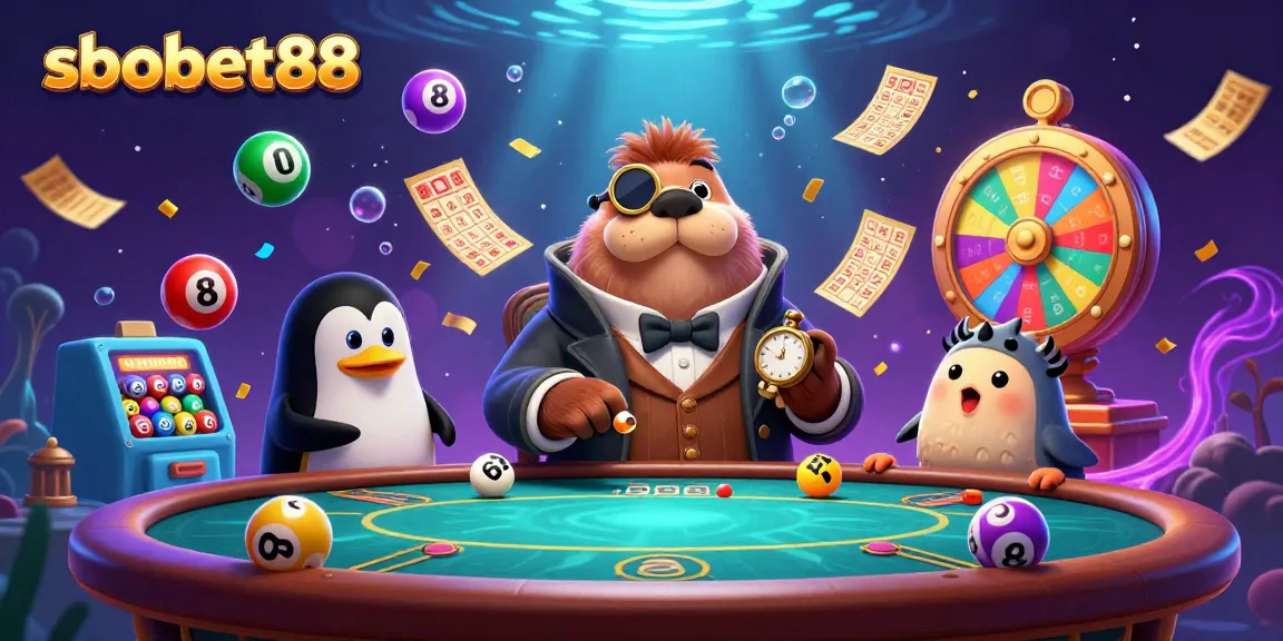 Experience sbobet88 with a whimsical underwater poker game showcasing a walrus, penguin dealer, and pufferfish bluffer.