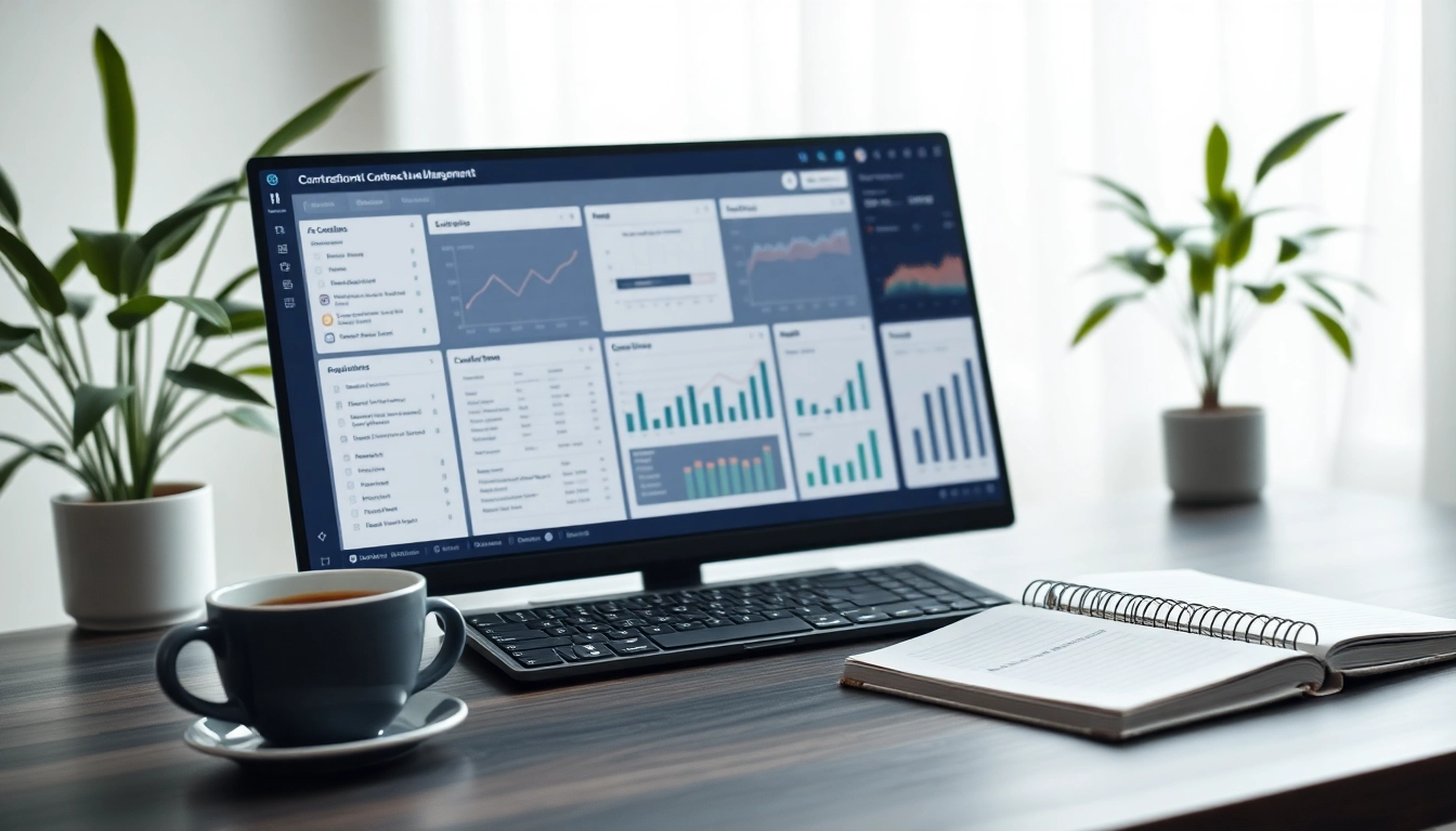 Showcase of contract administration documentation software with user-friendly interface and analytics.