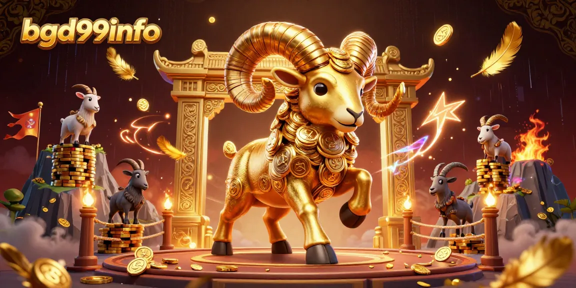Engage with bgd99info's thrilling gaming scene featuring a golden ram charging through a dynamic casino landscape.