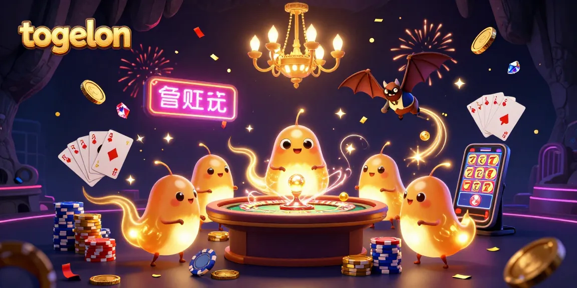 Experience the energy of togelon with animated glowworms lighting a vibrant cave casino scene.