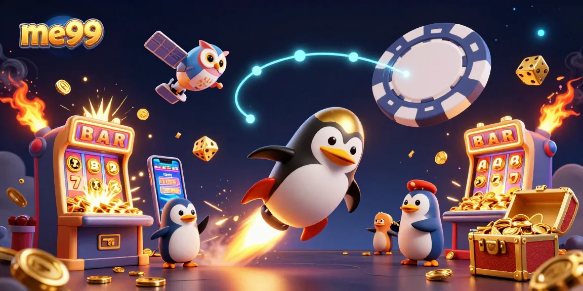 Win big at me99 with thrilling casino games and golden treasure in this vibrant 3D scene.