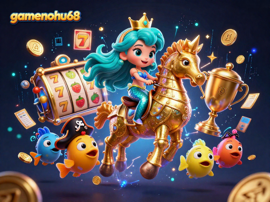 Experience exciting slots with gamenohu68 featuring a mermaid princess, gold coins, and jackpot reels.
