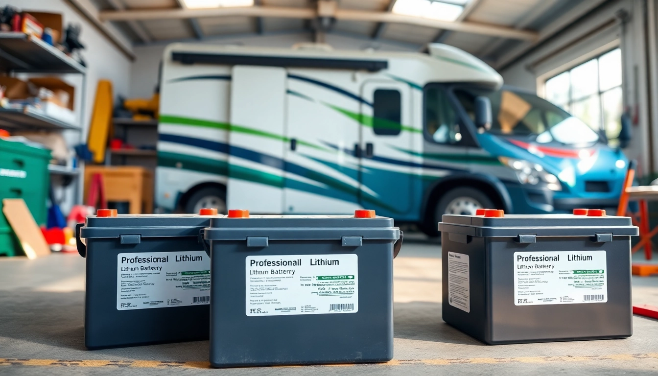 Showcase of lithium RV batteries emphasizing their advanced design and reliability features.