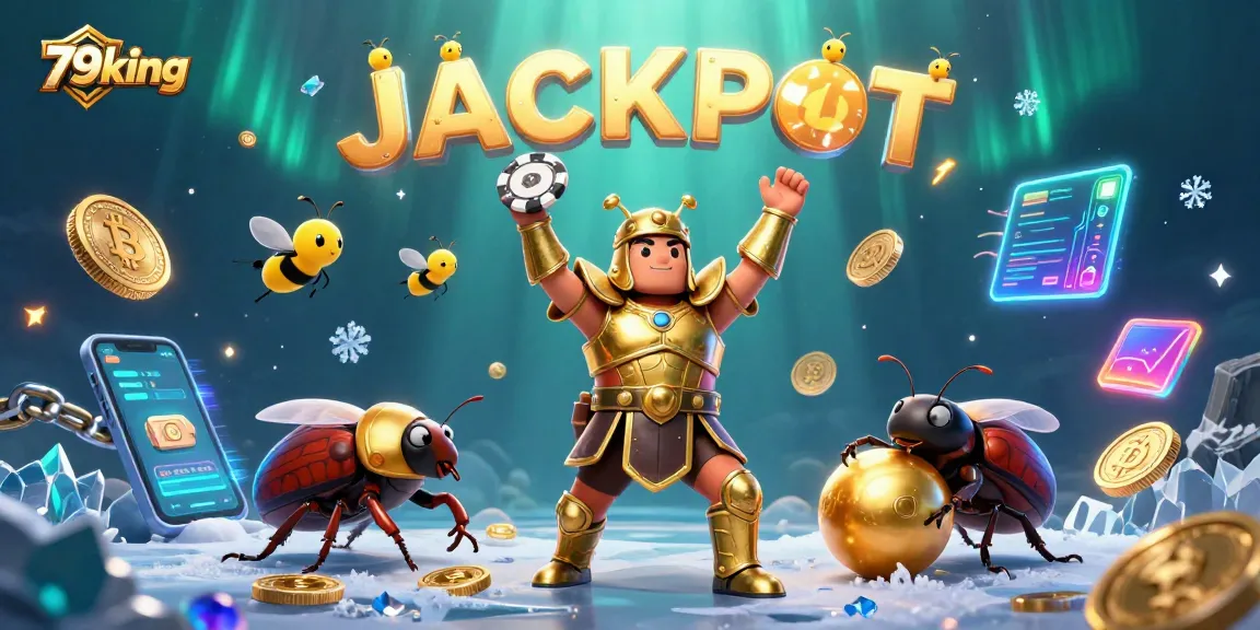Engage with 79king's thrilling jackpot scene featuring a beetle in victory, highlighting casino elements.