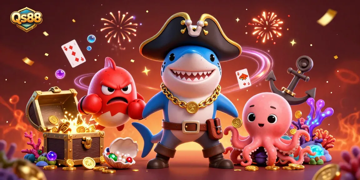 Experience top-tier gaming with QS88's vibrant 3D illustration, showcasing thrilling underwater adventures and animated characters.
