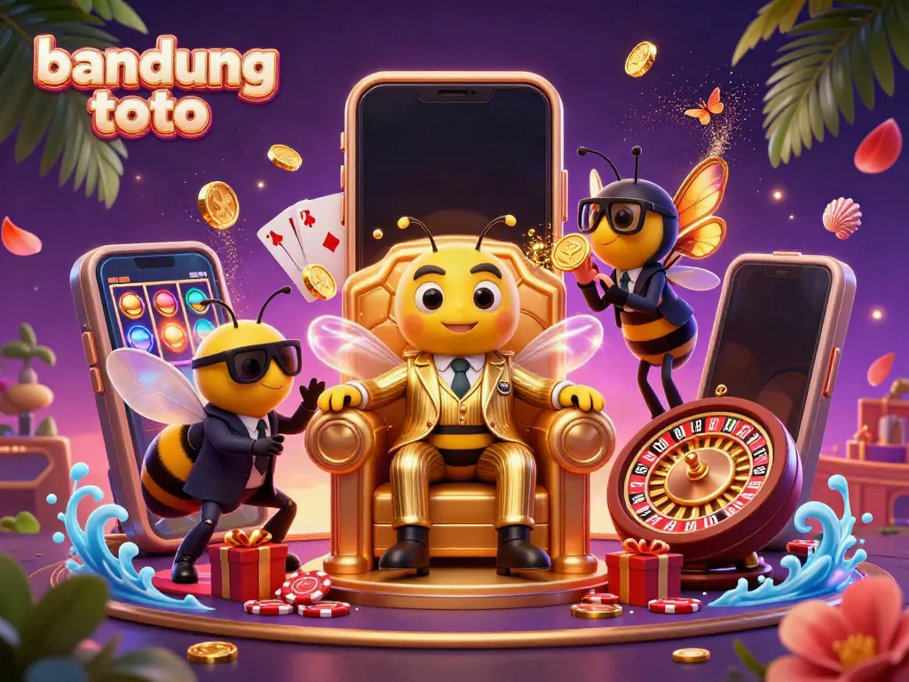 Experience the excitement of bandung toto with a vibrant 3D casino scene featuring a bumblebee mob boss and dynamic game elements.