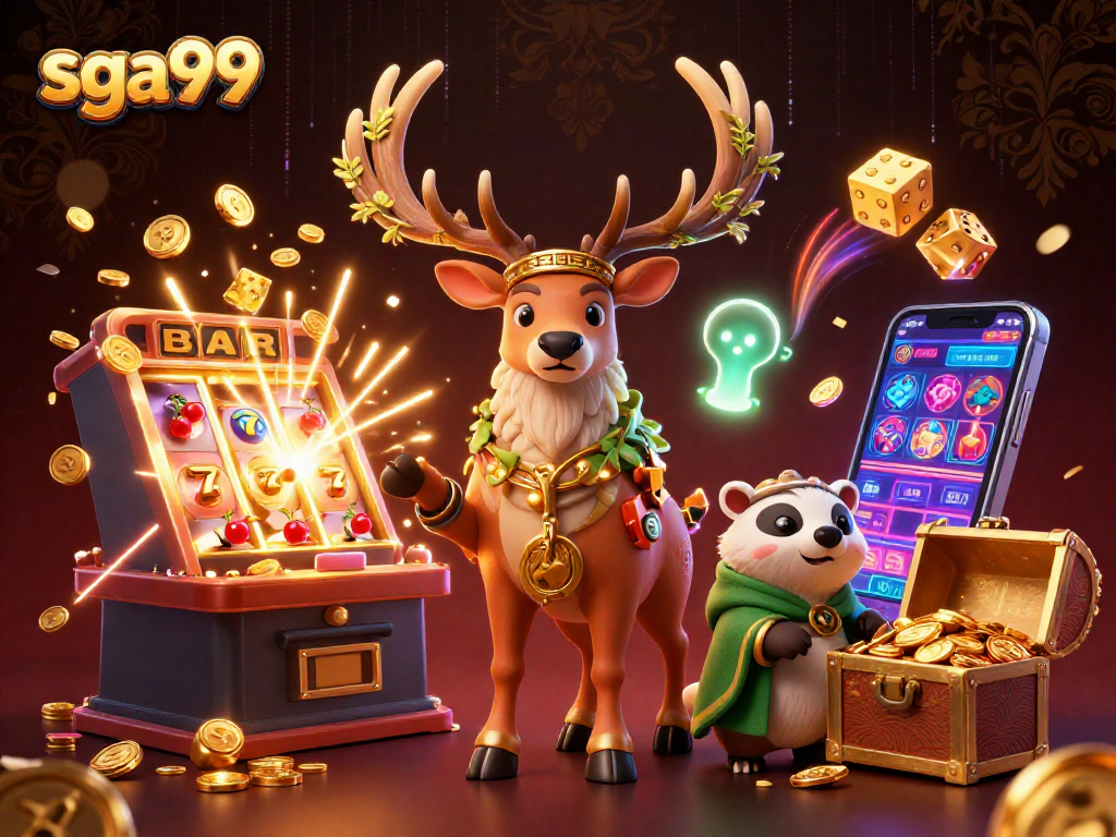 Experience thrilling jackpots and gaming excitement at sga99 with enchanting characters in a vibrant scene