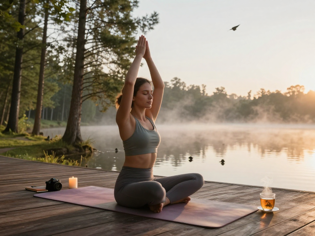 Practitioner meditating at sunrise embodying the mantra88 lifestyle of mindfulness and inner peace.