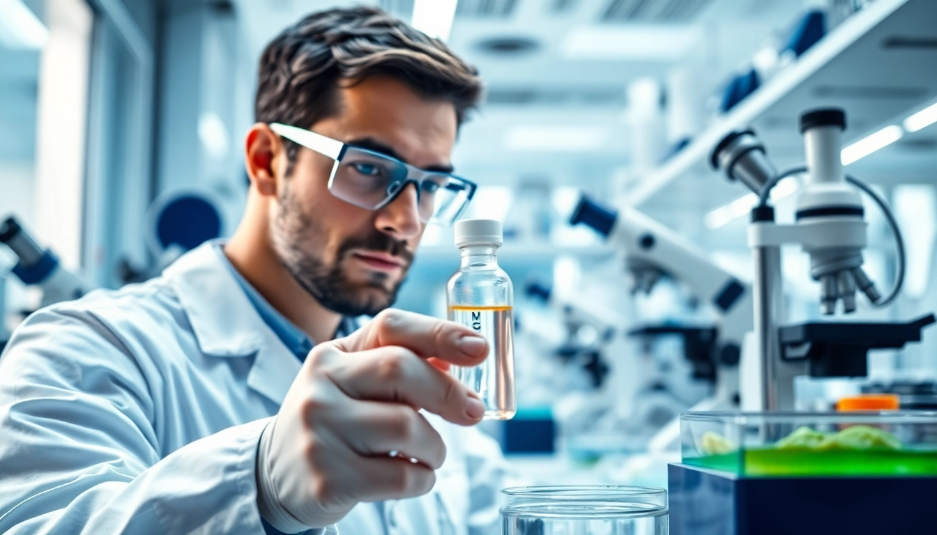 Analyze DMSO supplement in a modern lab, highlighting its usage in scientific research.