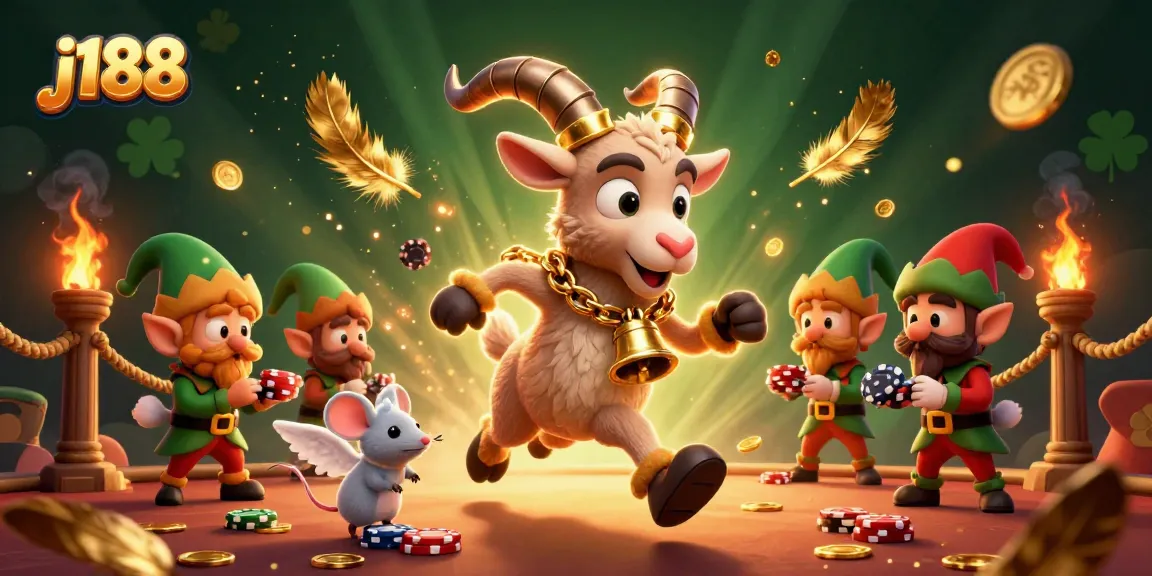 Experience the thrill of poker games at j188 casino with mischievous gremlins and festive characters.