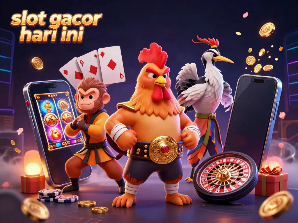 Gambaran slot gacor hari ini dengan karakter 3D penuh aksi dan elemen permainan kasino