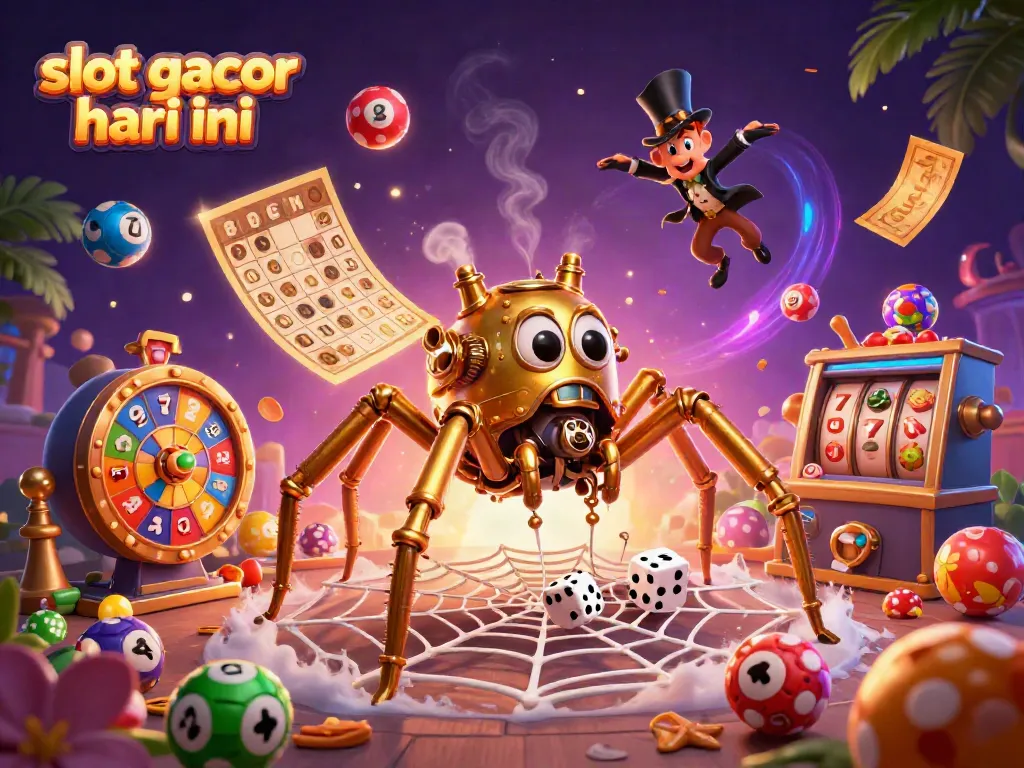 Menggenggam kemenangan dalam dunia slot gacor hari ini, ilustrasi 3D penuh warna dan detail.