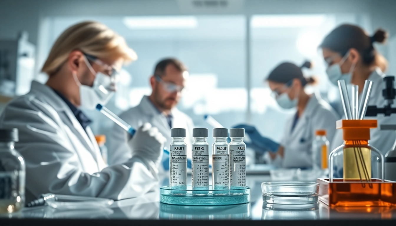 Research peptides in action at AMC Essentials’ modern lab, showcasing precision and innovation.