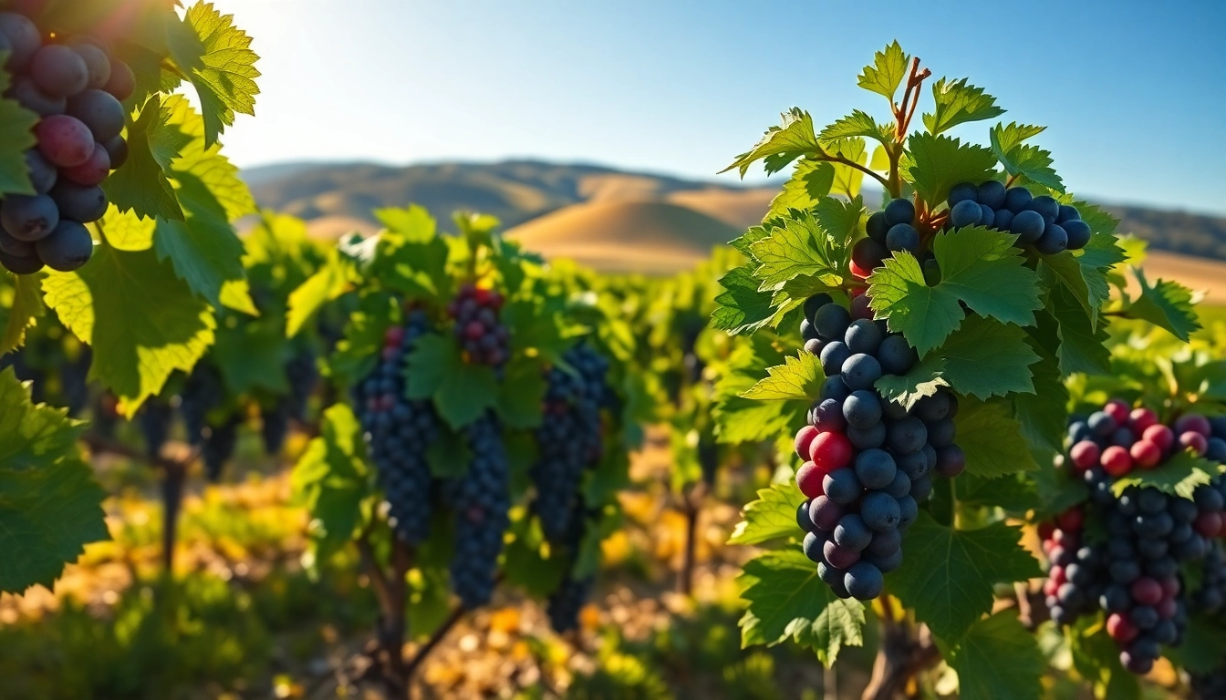Harvested delta wine grapes california in a vivid vineyard surrounded by lush greenery.