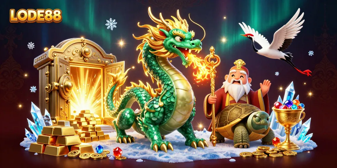 Engage in thrilling gameplay and win big with LODE88 at this vibrant casino scene illustration.