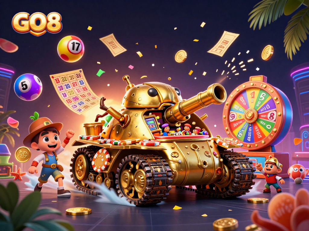 Experience thrilling gaming action at GO8 with vibrant casino elements and dynamic visuals.