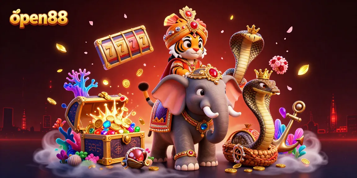 Experience winning excitement at open88 with a vibrant 3D casino scene full of action.