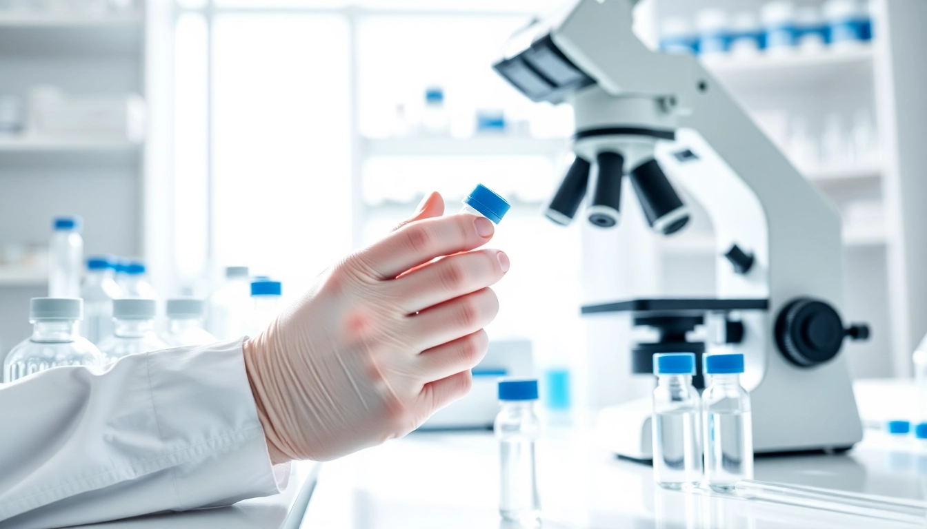 Discover peptides for sale during research analysis with a focused scientist in a modern lab.