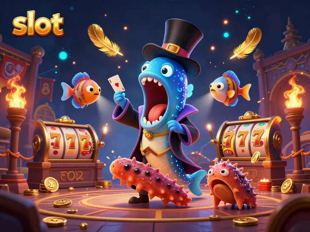 Rasakan slot dengan cahaya biru bersinar dan pesulap laut dalam aksi sulap yang memukau.