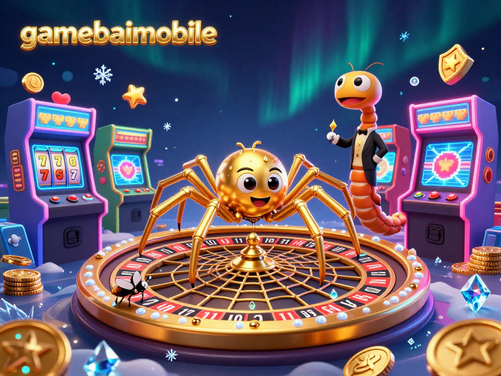 Place bets with gamebaimobile in a vibrant 3D casino adventure featuring a spider and centipede.
