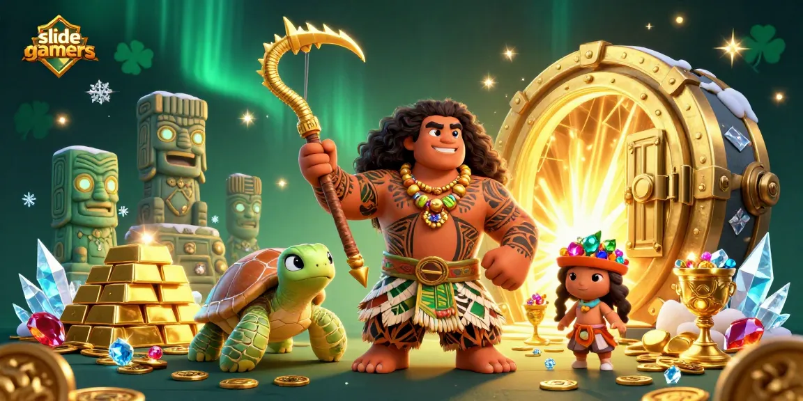 Engage with slidegamers in an exciting casino atmosphere filled with treasure and vibrant characters.